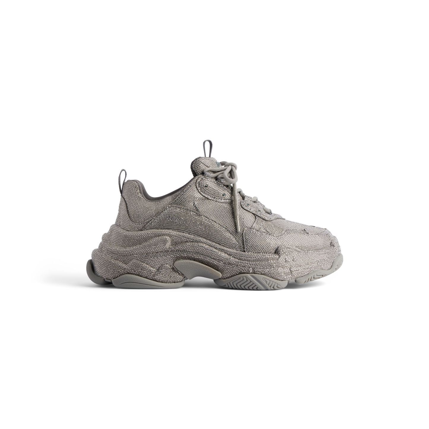 WOMEN'S TRIPLE S SNEAKER WITH RHINESTONES IN DARK GREY
