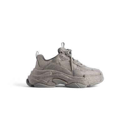 WOMEN'S TRIPLE S SNEAKER WITH RHINESTONES IN DARK GREY