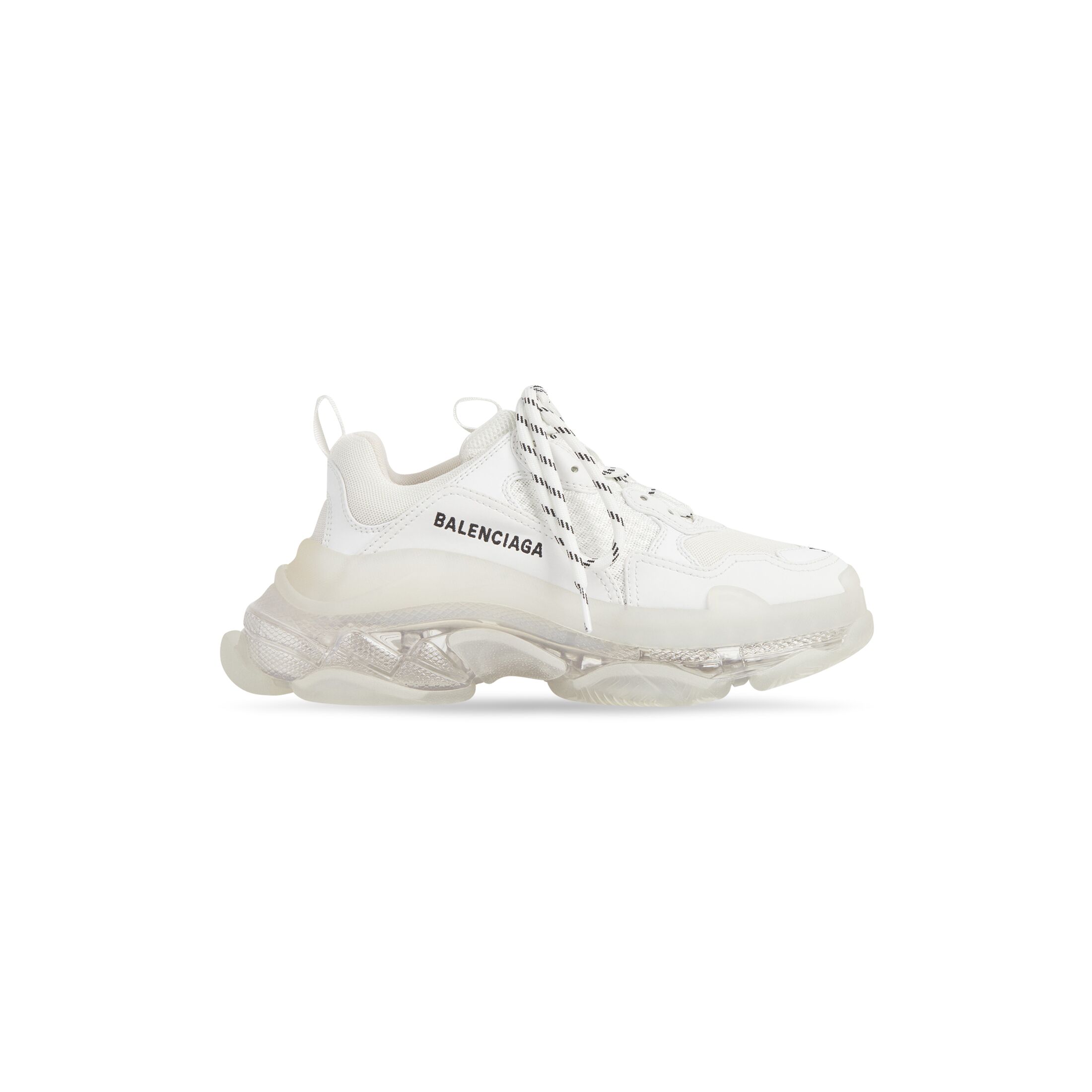 WOMEN'S TRIPLE S CLEAR SOLE SNEAKER IN WHITE