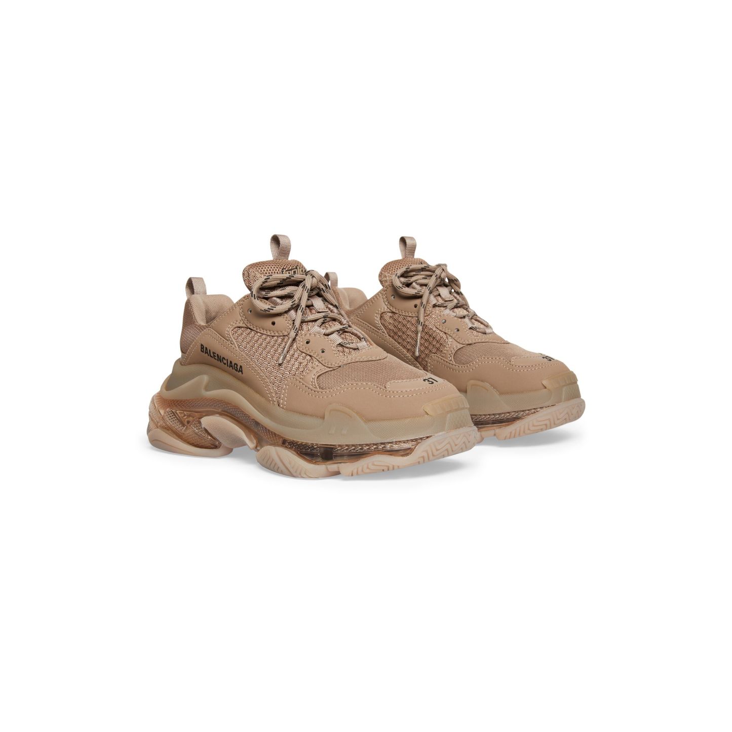 WOMEN'S TRIPLE S CLEAR SOLE SNEAKER IN BROWN