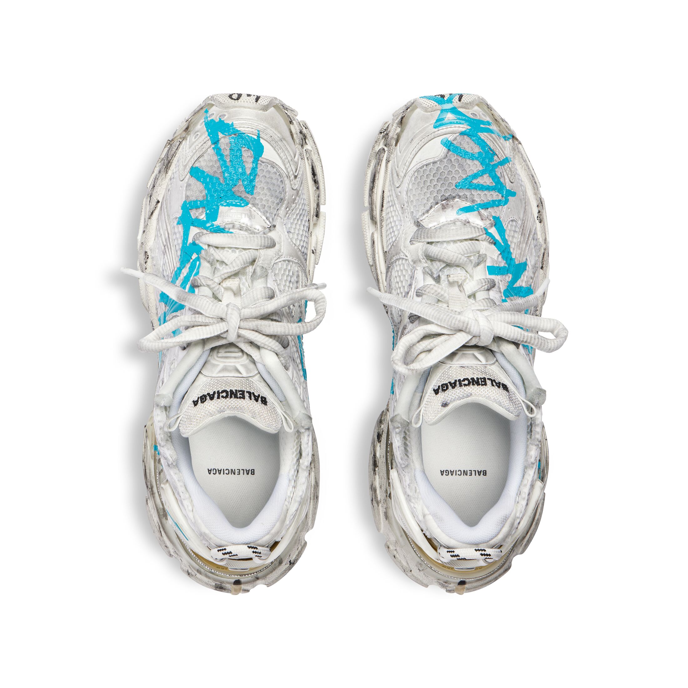 MEN'S RUNNER GRAFFITI SNEAKER IN WHITE/BLUE