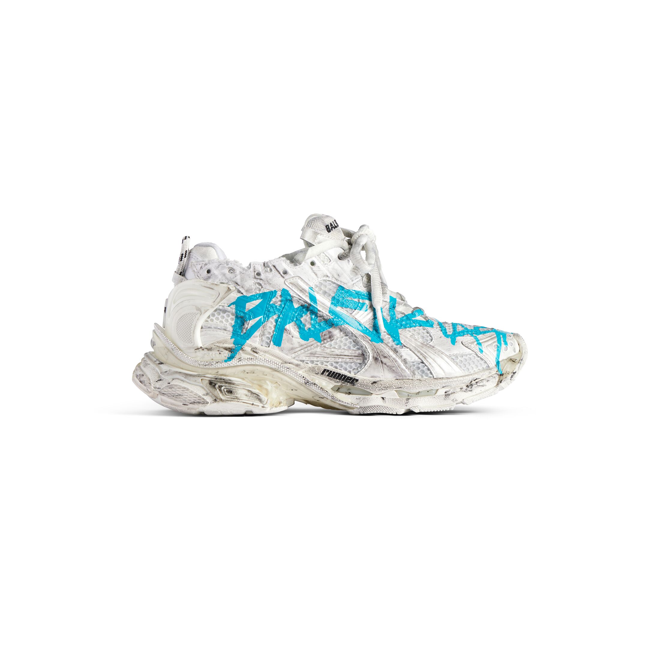 MEN'S RUNNER GRAFFITI SNEAKER IN WHITE/BLUE