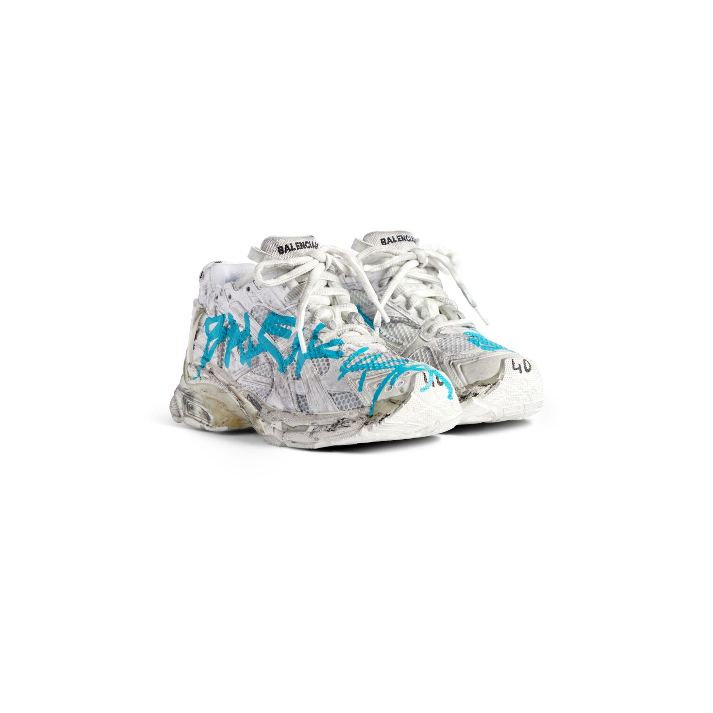 MEN'S RUNNER GRAFFITI SNEAKER IN WHITE/BLUE