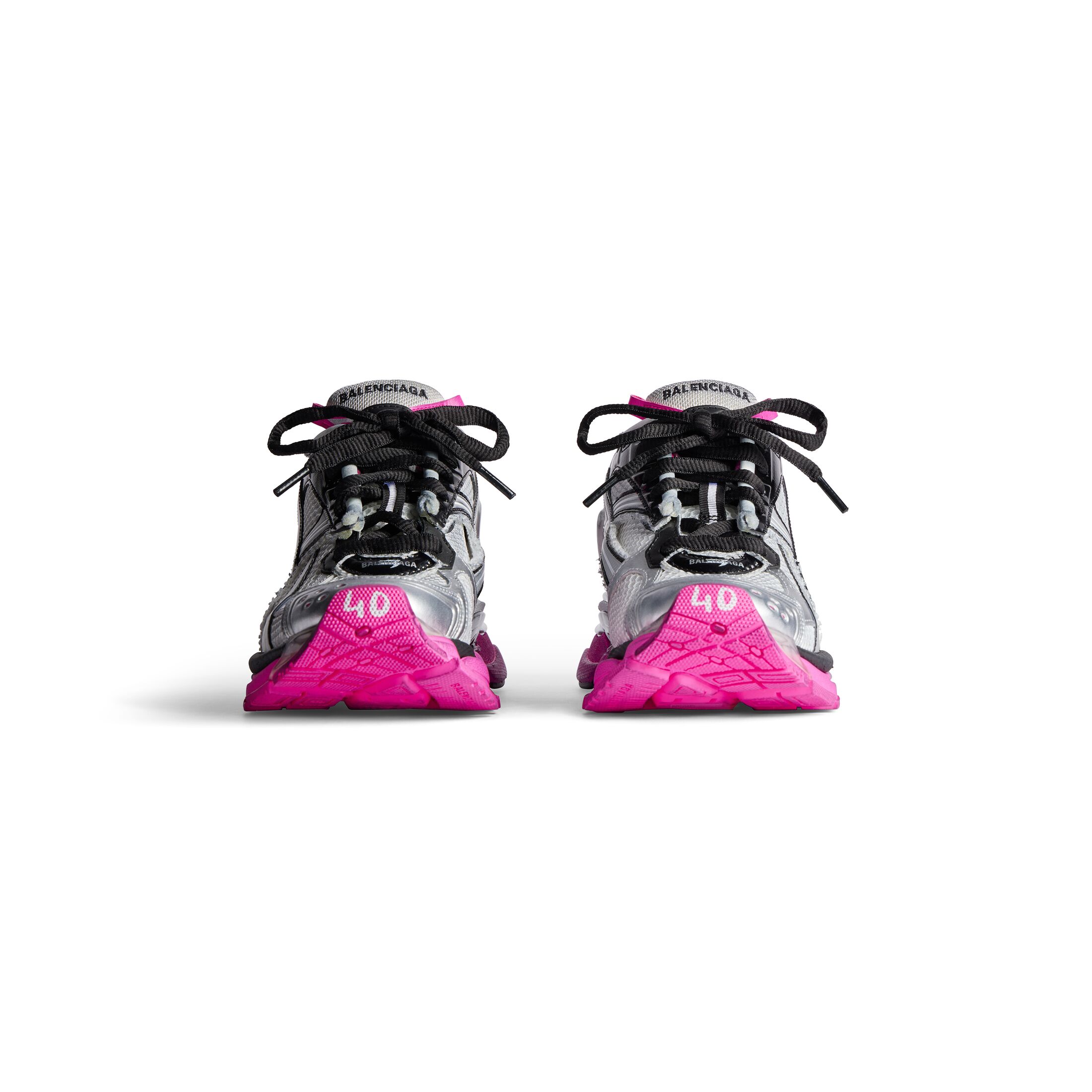 WOMEN'S RUNNER SNEAKER IN SILVER/BLACK/NEON-PINK