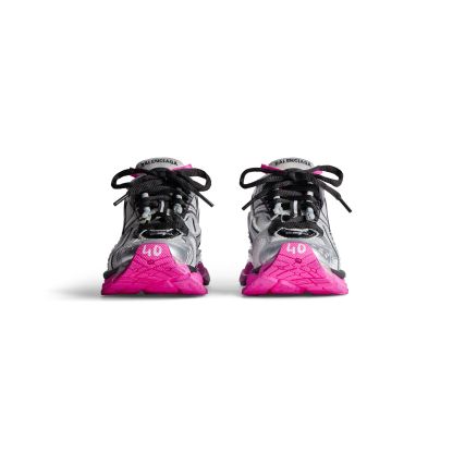 WOMEN'S RUNNER SNEAKER IN SILVER/BLACK/NEON-PINK