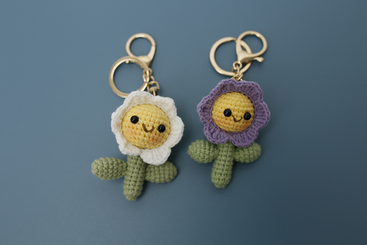 Crochet bag accessories/decoration/hangings/ornaments/Keychain/Key Ring - Smily Flower - Handmade/Kinitted