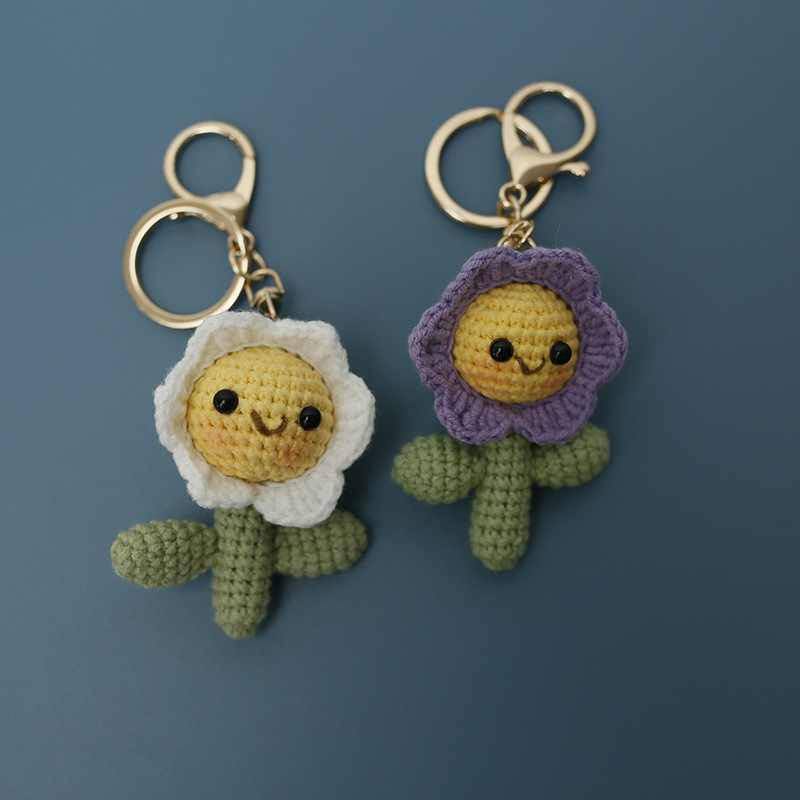 Crochet bag accessories/decoration/hangings/ornaments/Keychain/Key Ring - Smily Flower - Handmade/Kinitted