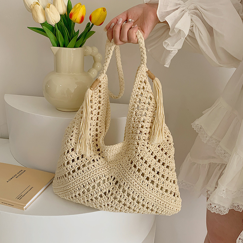 Tote Square Bag Crochet Handle Bag Crochet Bag Boho Bag Shoulder Bag Granny Square Beige Bag Valentine Gift Bag Valentines Gift Her