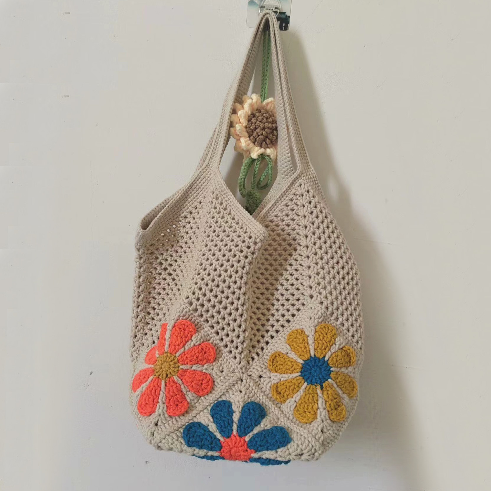 Tote Square Bag Crochet Handle Bag Crochet Bag Boho Bag Shoulder Bag G