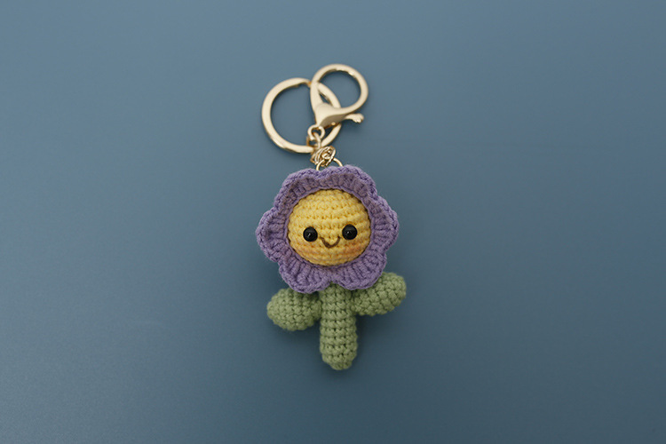 Crochet bag accessories/decoration/hangings/ornaments/Keychain/Key Ring - Smily Flower - Handmade/Kinitted