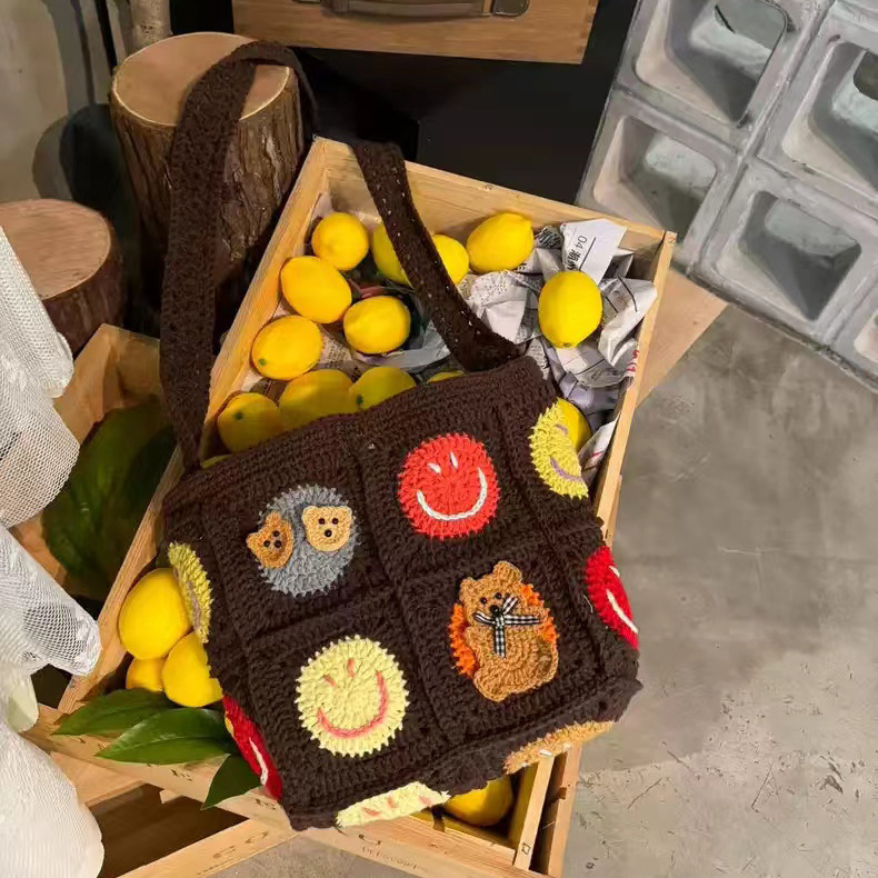 Tote Square Bag Crochet Handle Bag Crochet Bag Boho Bag Shoulder Bag G