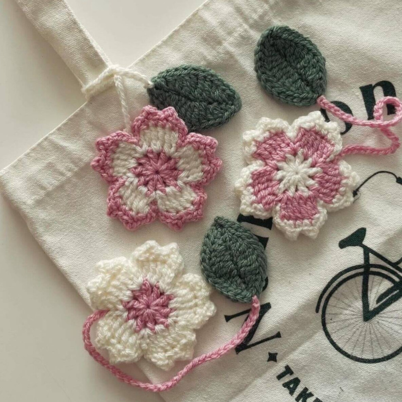 Sakura flower Amigurumi Crochet Keychain