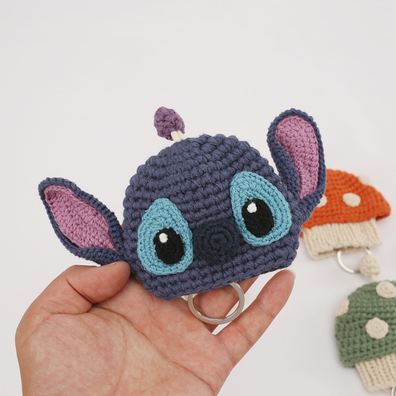 Cartoon Stitch Unisex Pull Type Key Bag Knitting Key Wallets Housekeepers Car Key Holder Case New Keychain Pouch