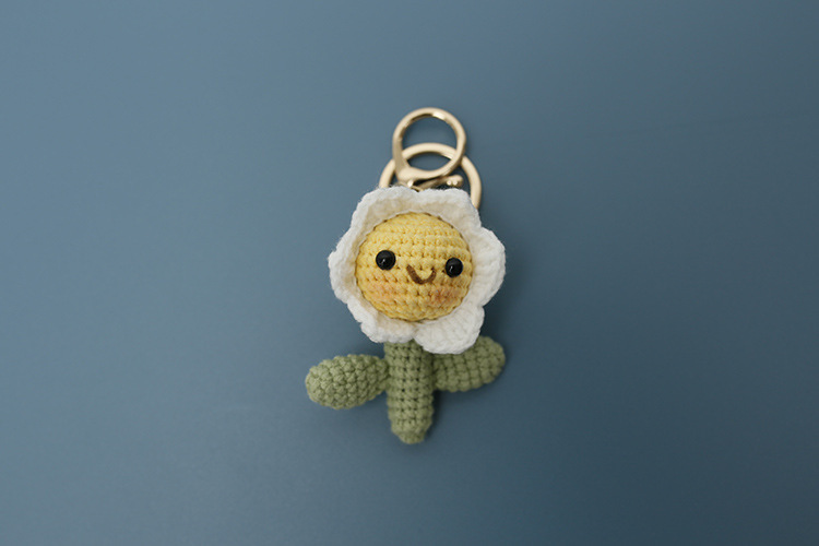 Crochet bag accessories/decoration/hangings/ornaments/Keychain/Key Ring - Smily Flower - Handmade/Kinitted
