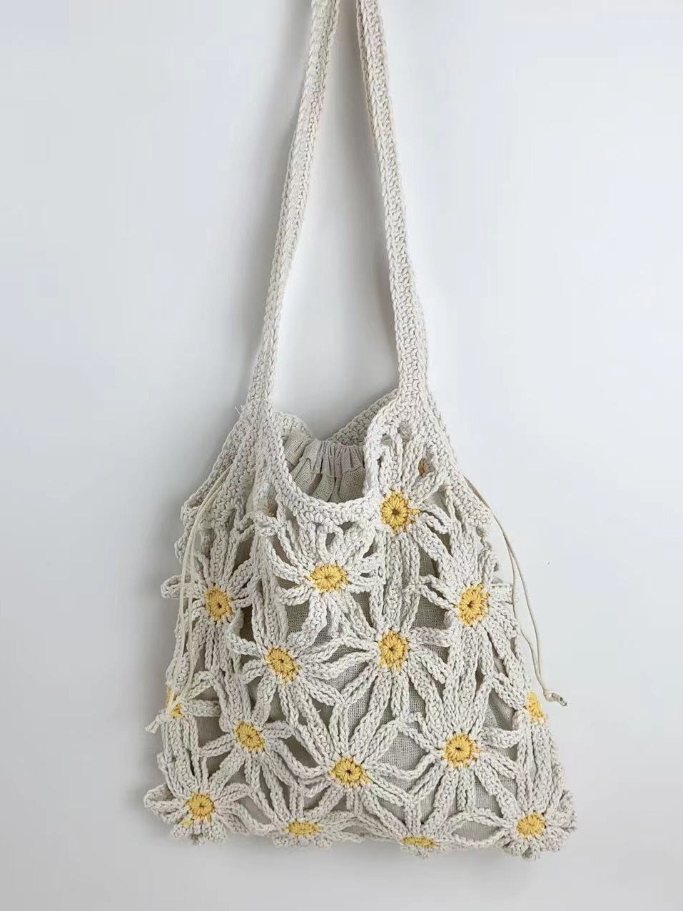 Tote Square Bag Crochet Handle Bag Crochet Bag Boho Bag Shoulder Bag Granny Square Beige Bag Valentine Gift Bag Valentines Gift Her