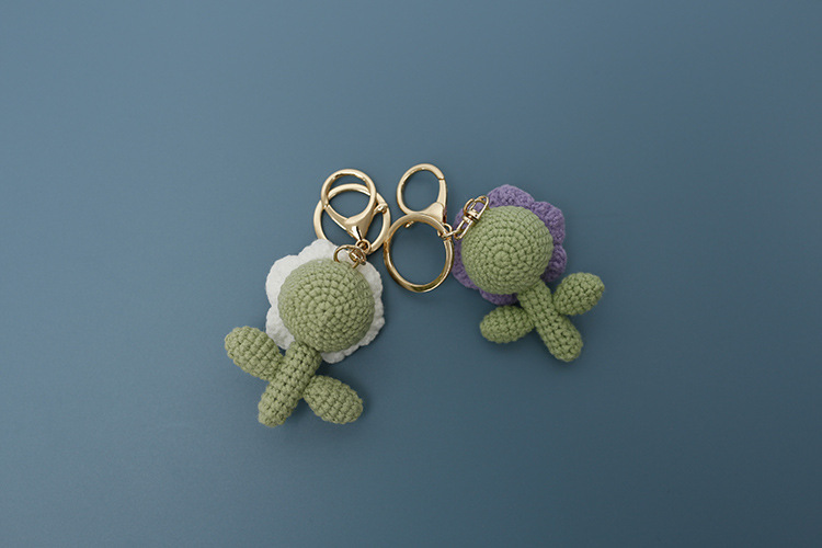 Crochet bag accessories/decoration/hangings/ornaments/Keychain/Key Ring - Smily Flower - Handmade/Kinitted