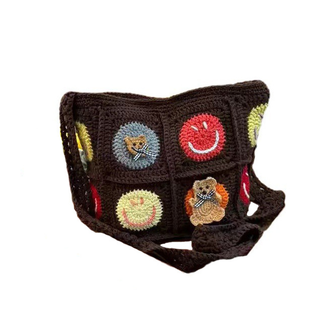  Tote Square Bag Crochet Handle Bag Crochet Bag Boho Bag Shoulder Bag Granny Square Beige Bag Valentine Gift Bag Valentines Gift Her