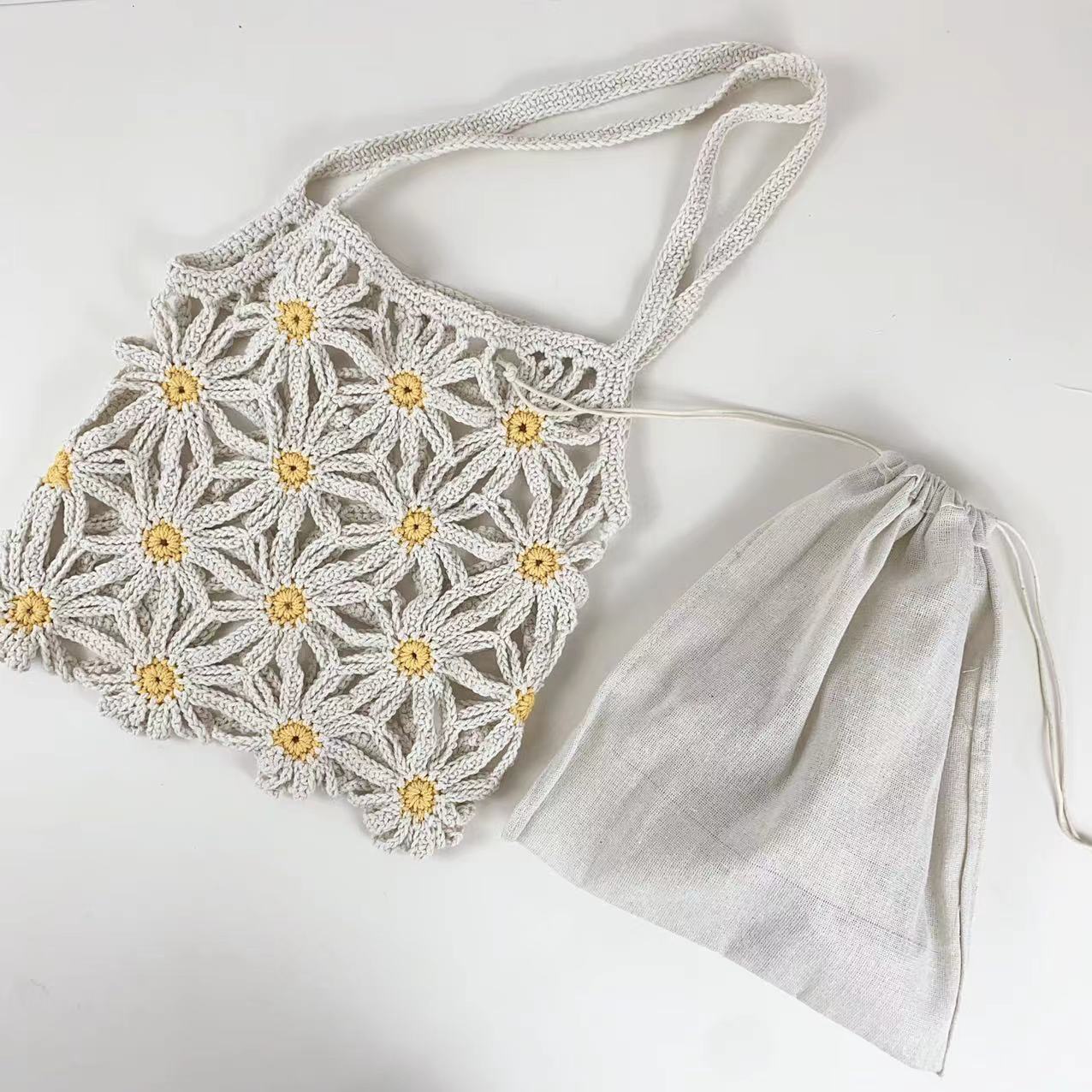 Tote Square Bag Crochet Handle Bag Crochet Bag Boho Bag Shoulder Bag G