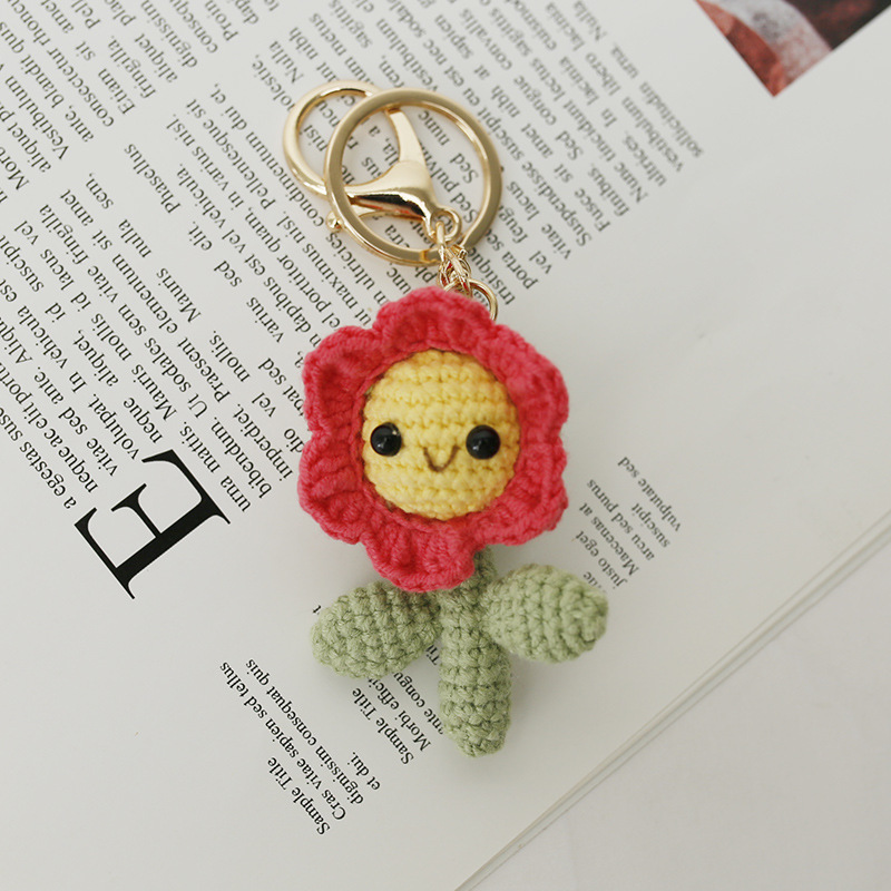 Crochet bag accessories/decoration/hangings/ornaments/Keychain/Key Ring - Smily Flower - Handmade/Kinitted
