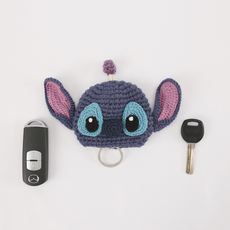 Cartoon Stitch Unisex Pull Type Key Bag Knitting Key Wallets Housekeepers Car Key Holder Case New Keychain Pouch