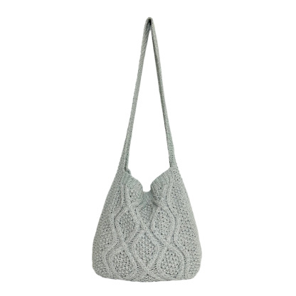 Literary Crochet Shoulder Bag, Women's Simple Woven Handbag, Large Capacity Shopping Bag