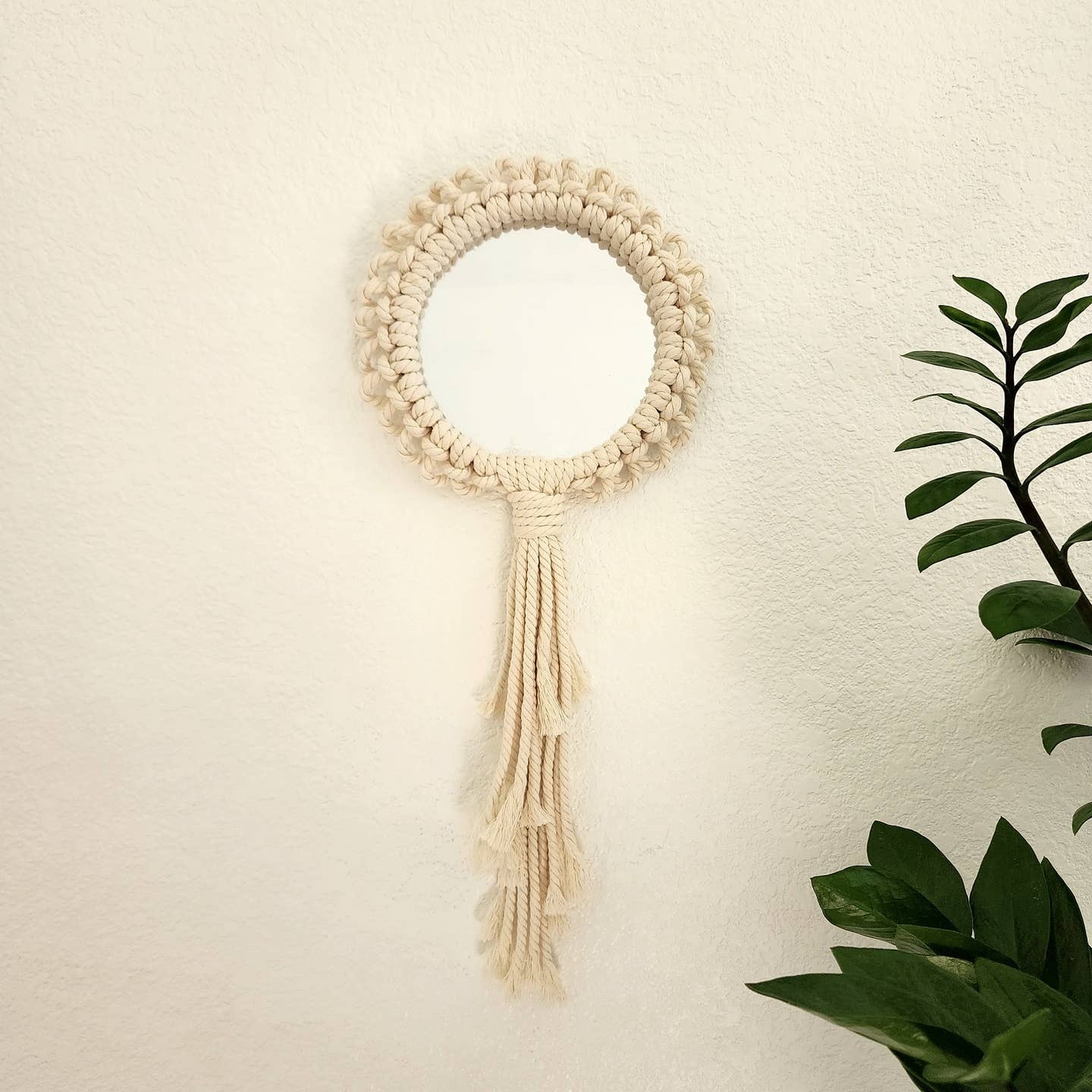 Macrame Mandala Wall Hanging with Mirror, Boho Wall Art