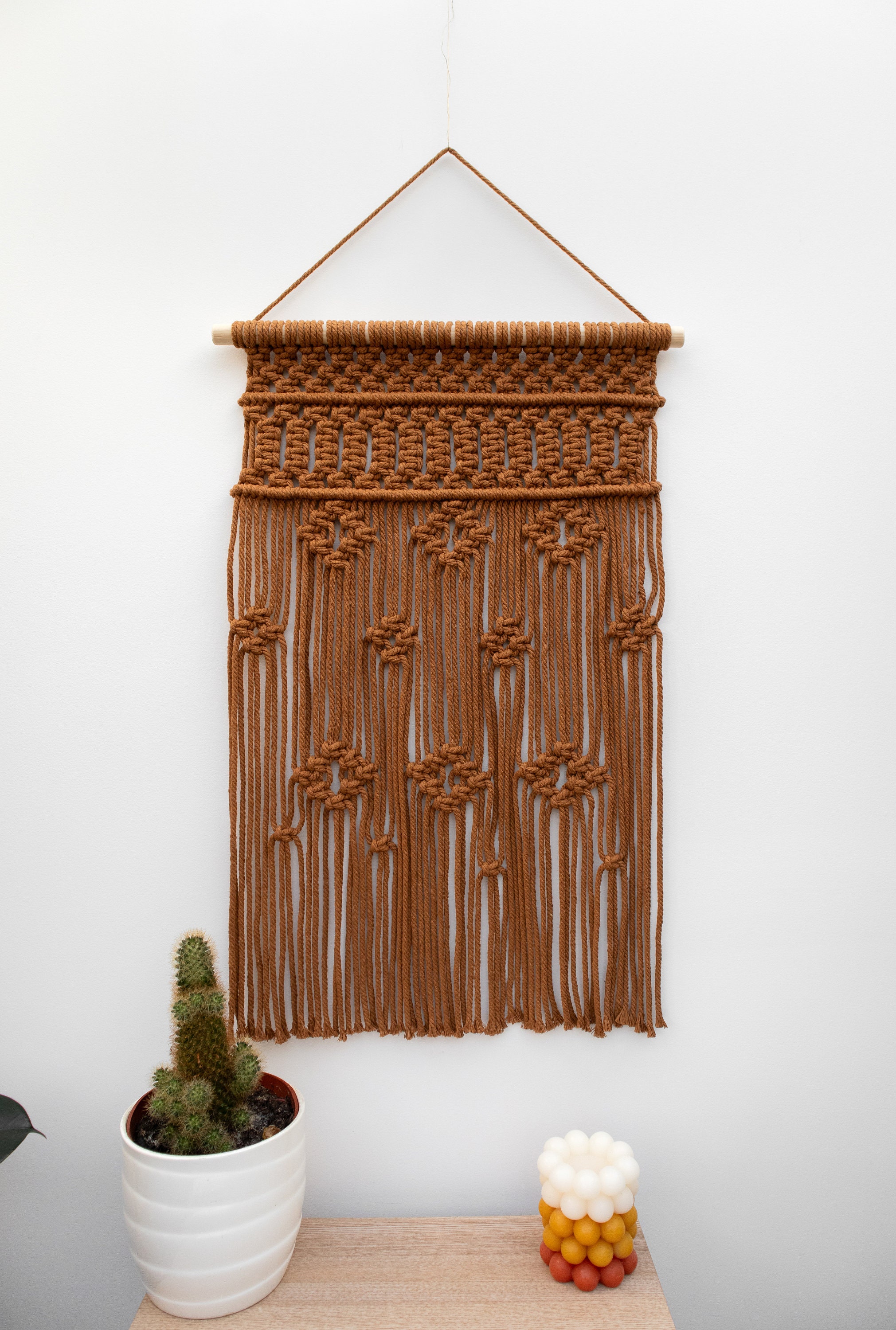 Brown Macrame Wall Hanging, Boho Living Room Decor,Tapestry, Wall Decor, Modern Macrame, Knotted Tapestry,Home Accessories, Home Decor