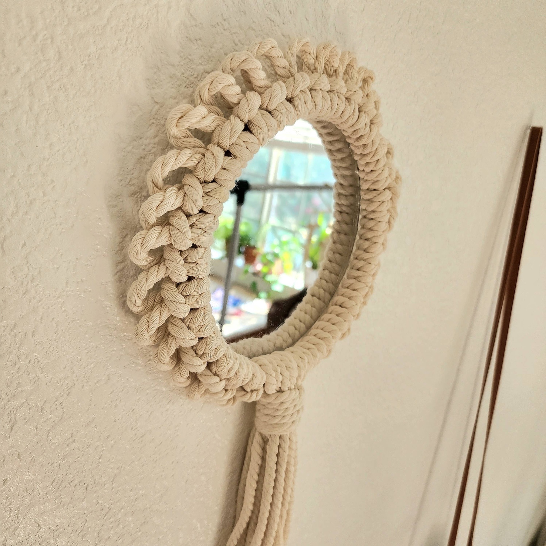 Macrame Mandala Wall Hanging with Mirror, Boho Wall Art