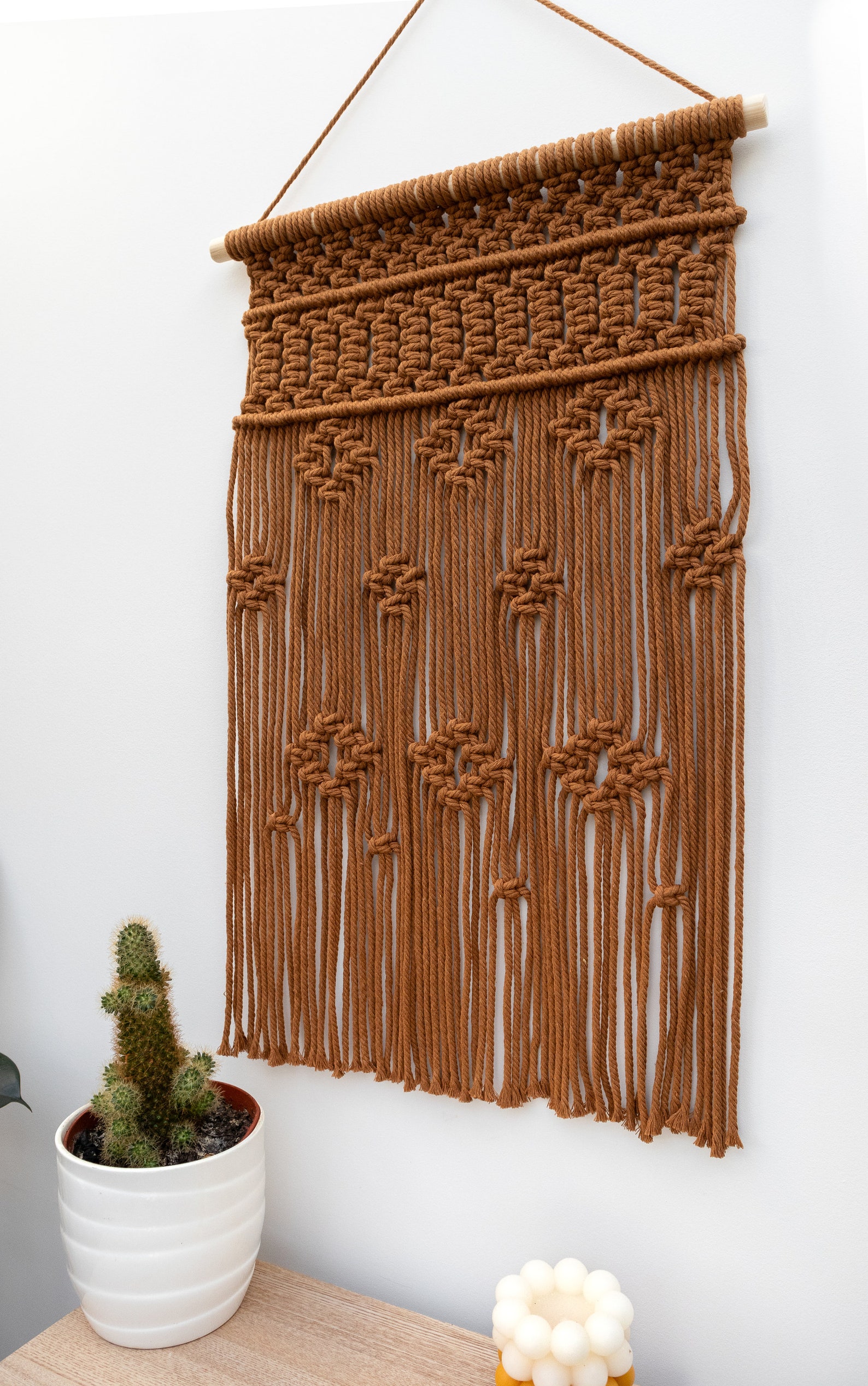 Brown Macrame Wall Hanging, Boho Living Room Decor,Tapestry, Wall Decor, Modern Macrame, Knotted Tapestry,Home Accessories, Home Decor