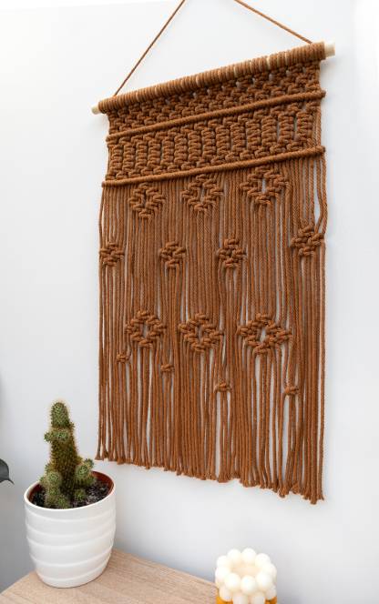 Brown Macrame Wall Hanging, Boho Living Room Decor,Tapestry, Wall Decor, Modern Macrame, Knotted Tapestry,Home Accessories, Home Decor