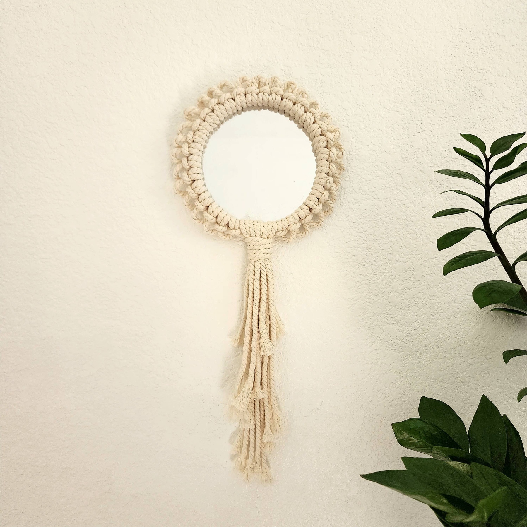Macrame Mandala Wall Hanging with Mirror, Boho Wall Art