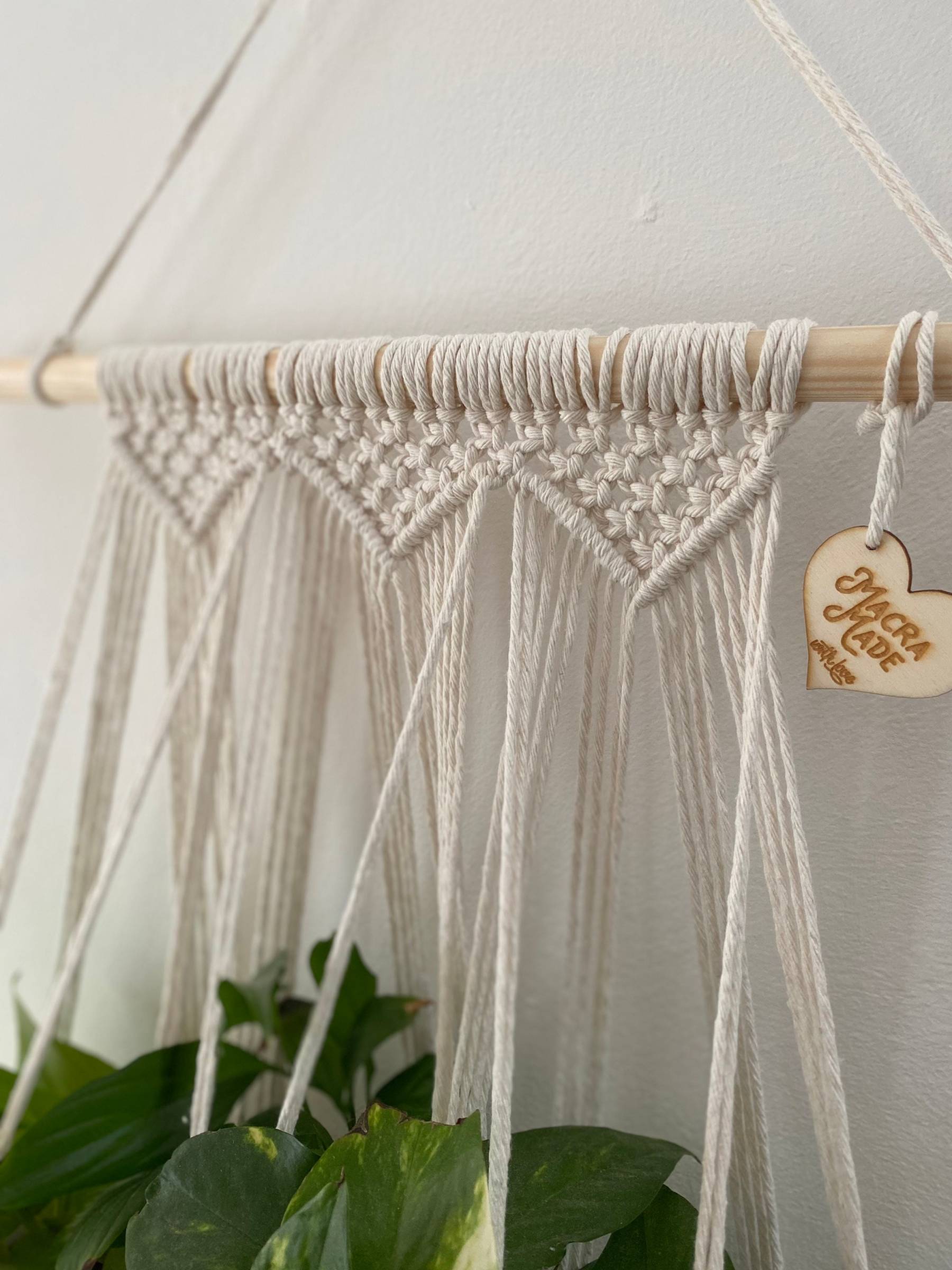 Natural triple macrame plant holder, multiple plant hanger, wall plant hanger, plant wall decor hanger, indoor wall planter,houseplant decor