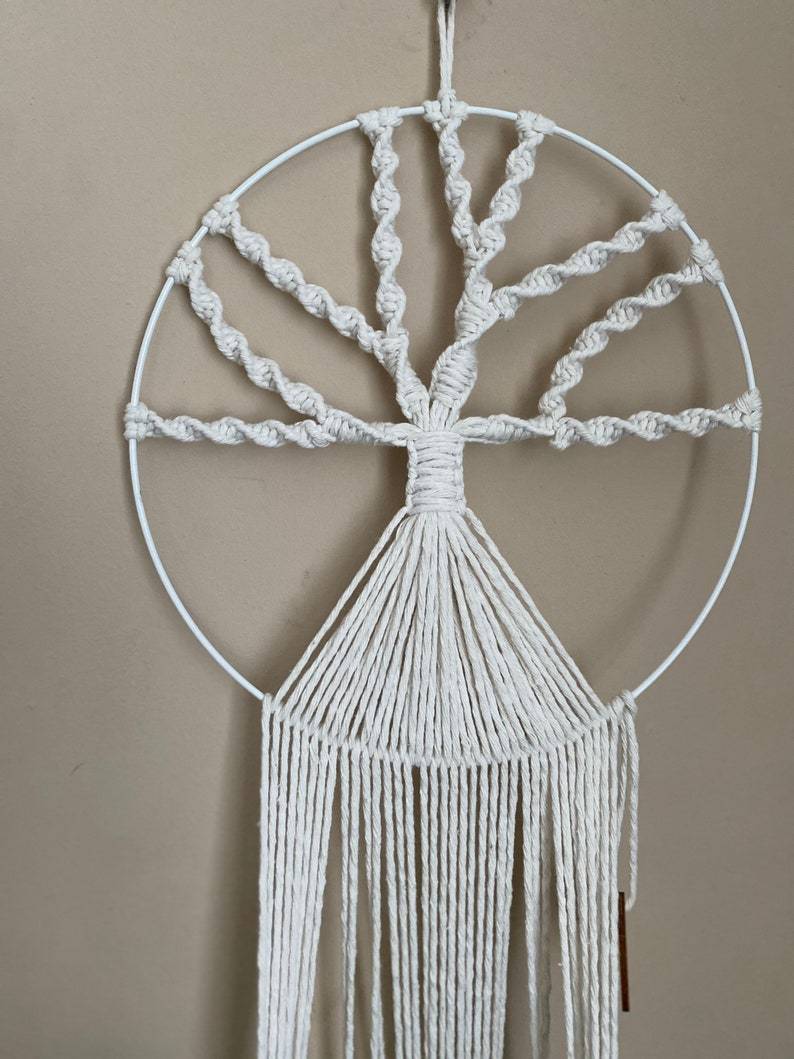 Natural macrame tree of life plant pot holder, quirky wall art, boho decor, tree of life wall art, unique decor, plant hanger indoors