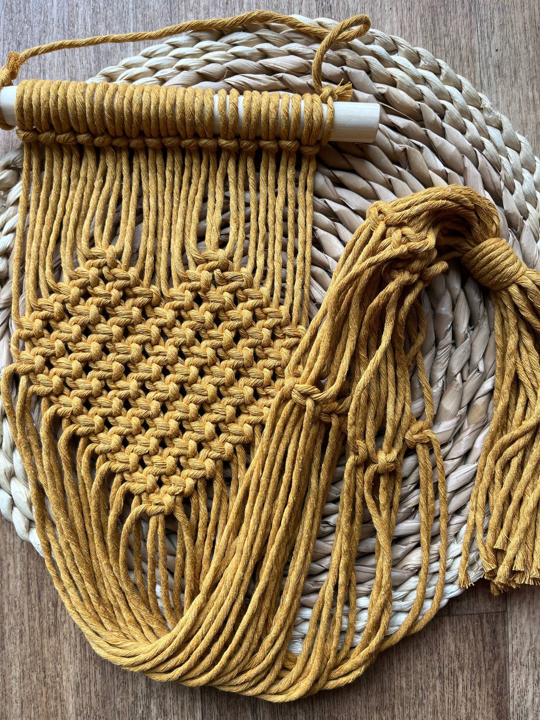 Mustard heart macrame houseplant holder,gift for plant lover,indoor wall hanging plant pot hanger,boho home decor, houseplant accessories