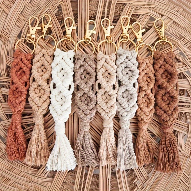Cotton Rope Woven Keychain Pendant, Bag Charms Car Hanging Ornament Perfect Travel Accessories