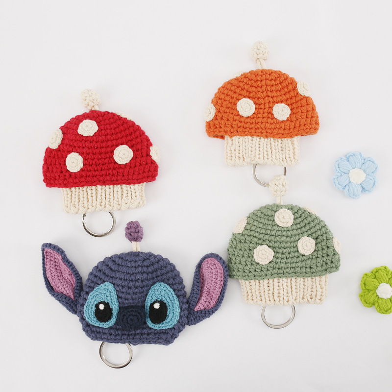 Cartoon Stitch Unisex Pull Type Key Bag Knitting Key Wallets Housekeepers Car Key Holder Case New Keychain Pouch