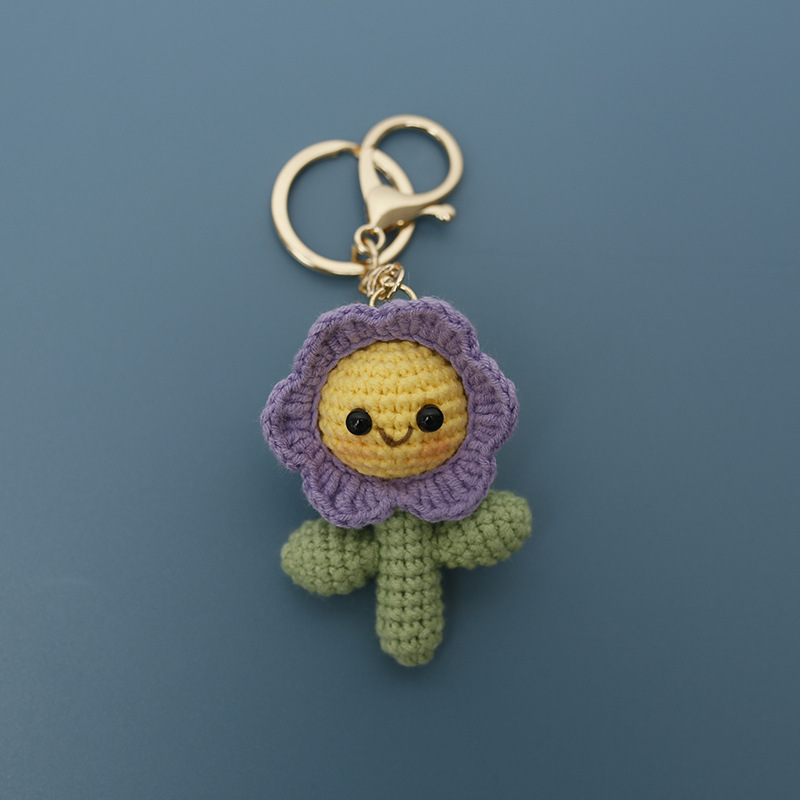 Crochet bag accessories/decoration/hangings/ornaments/Keychain/Key Ring - Smily Flower - Handmade/Kinitted