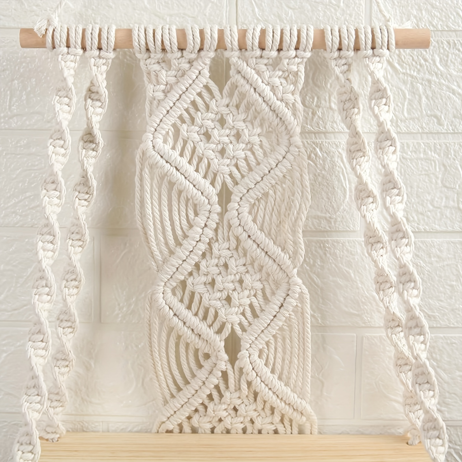 Boho Macrame Wall Shelf, Wall Hanging Storage Shelf, Tassel Woven Macrame Wall Shelf