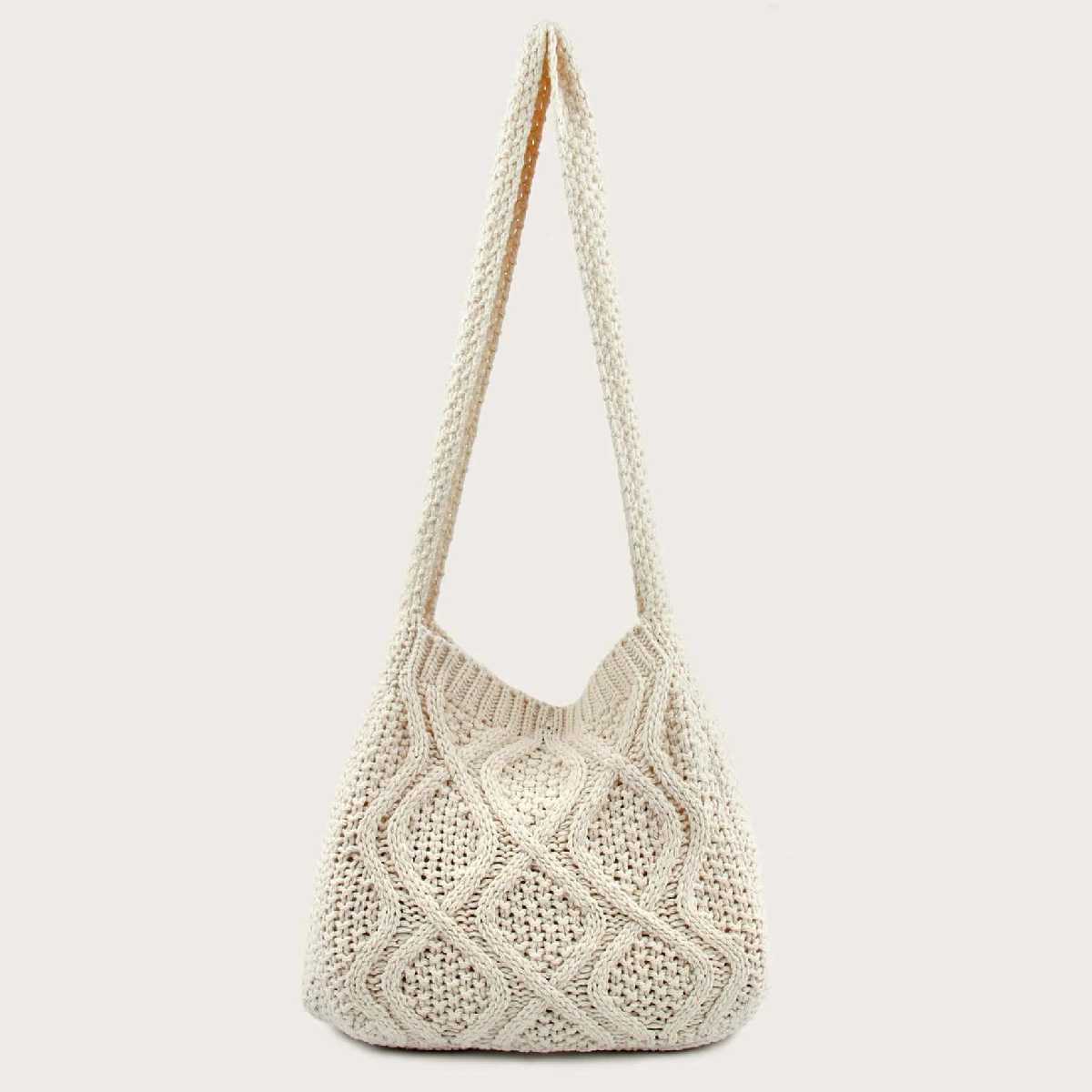 Literary Crochet Shoulder Bag, Women's Simple Woven Handbag, Large Capacity Shopping Bag