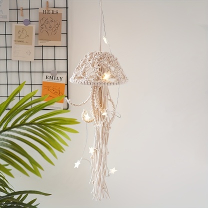 Handmade Nordic Cotton Rope Jellyfish Tapestry for Home Decor - Soft and Durable Hanging for Living Room and Bedroom