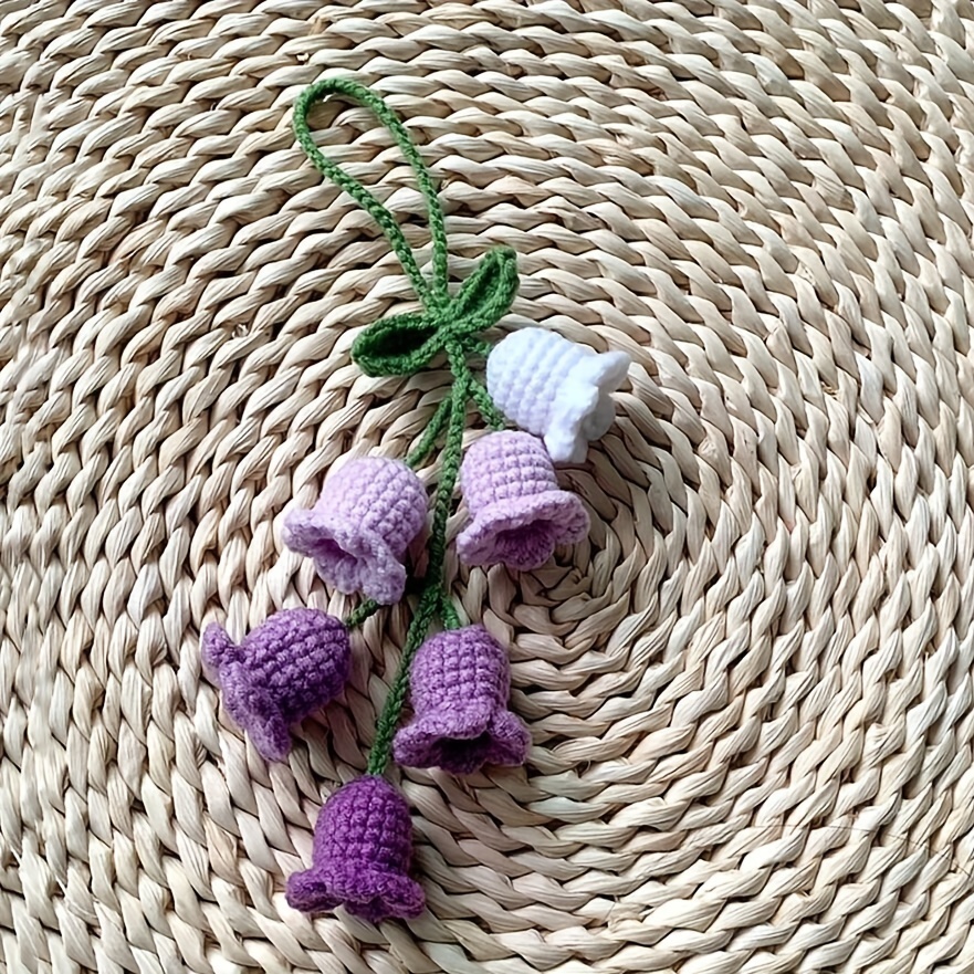 Boho Handmade Crochet Hanging Basket, Crochet Lily Of The Valley Flower Car Accessories