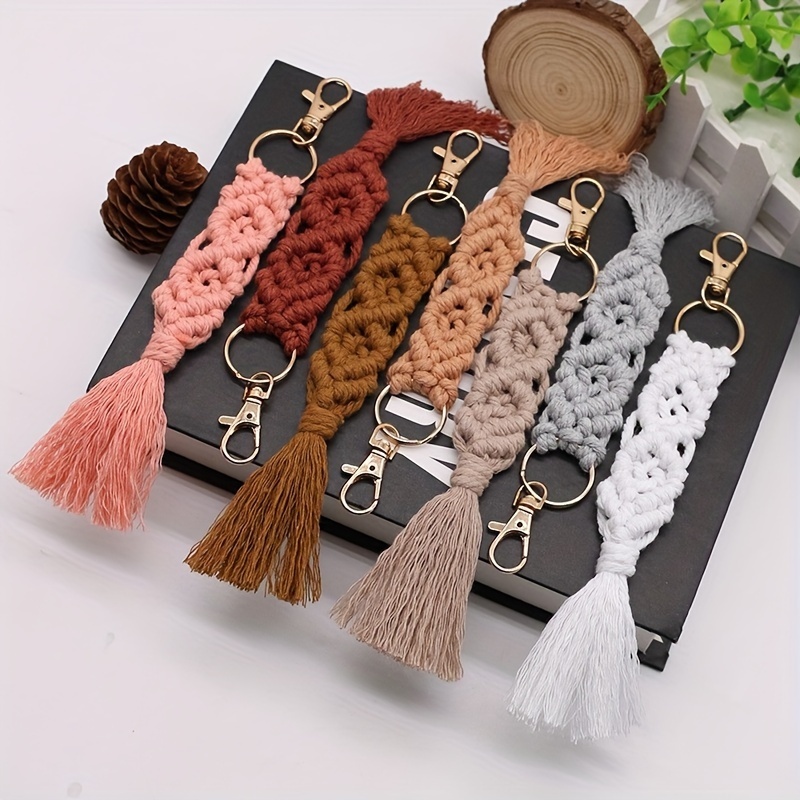 Cotton Rope Woven Keychain Pendant, Bag Charms Car Hanging Ornament Perfect Travel Accessories