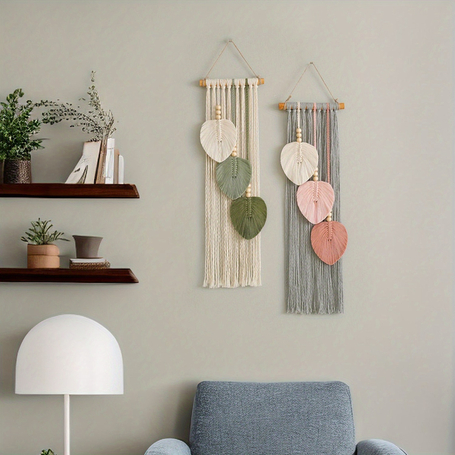 Creative Bohemian Handmade Woven Cotton Rope And Leaf Tapestry Home Wall For Decoration