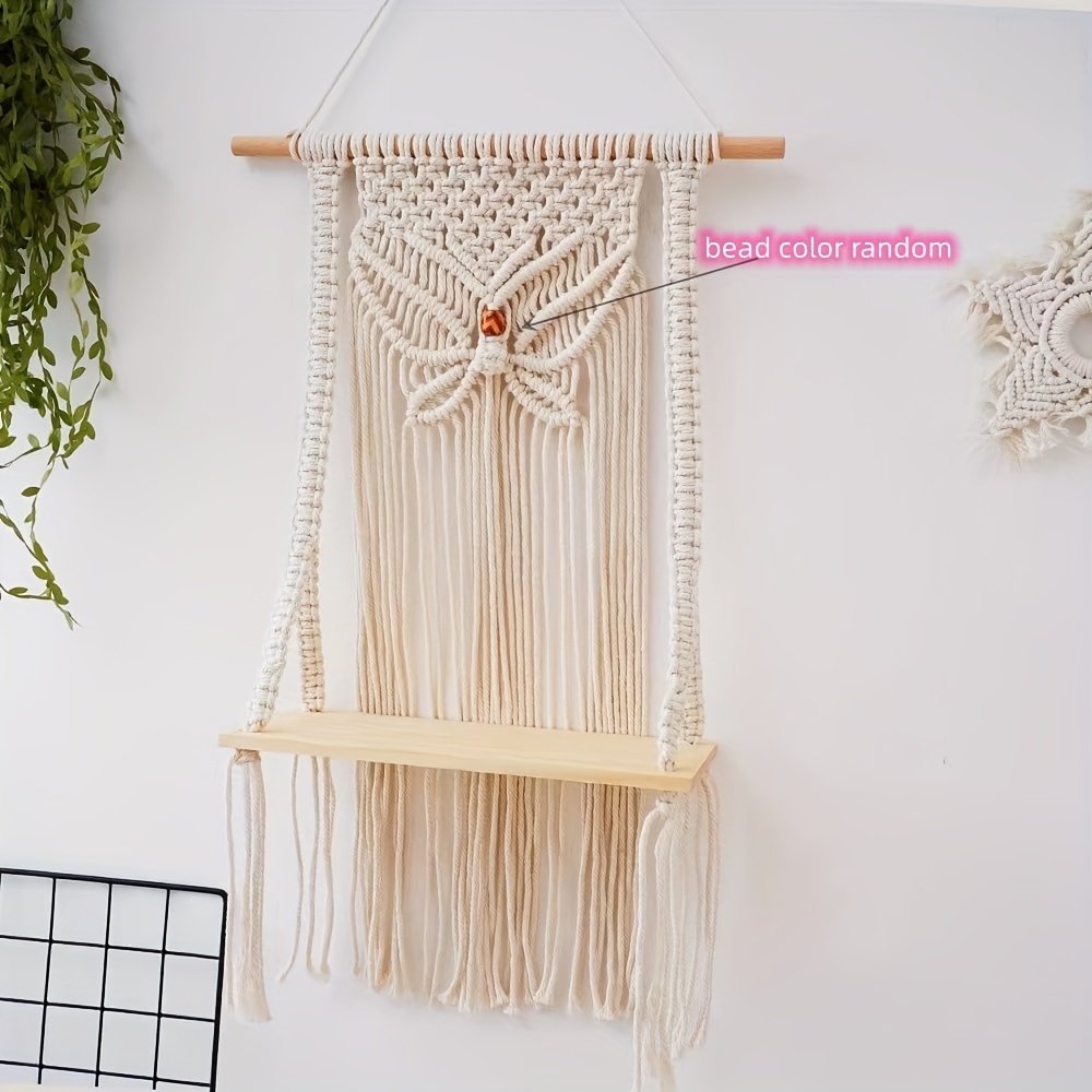 Boho Butterfly Type Storage Shelf Handwoven Suspended Shelf Tapestry Wall Hanging Organizer Rack