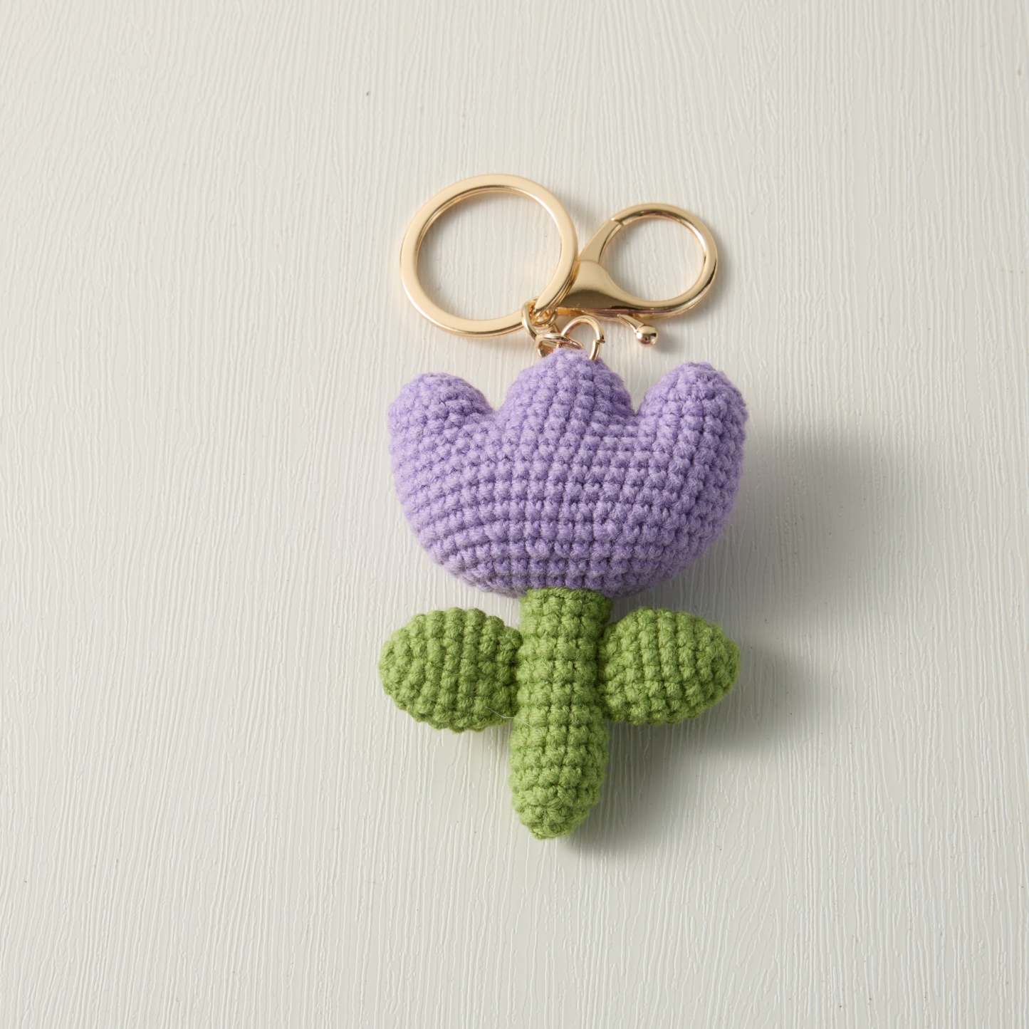 Hand-Knitted Tulip Flower Keychain for a Floral Touch
