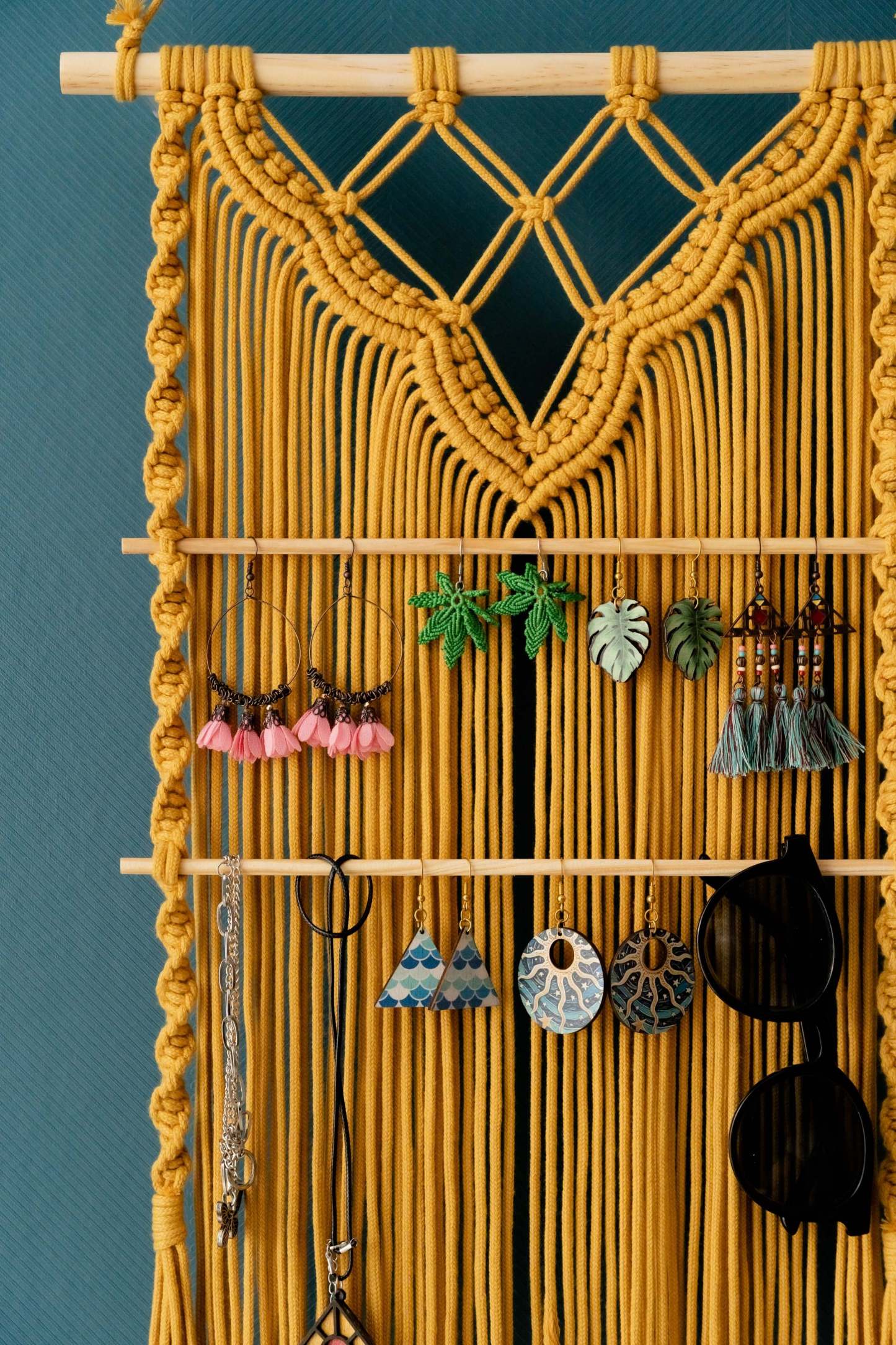 Macrame Earring Holder For Boho And Minimalist Home Decor