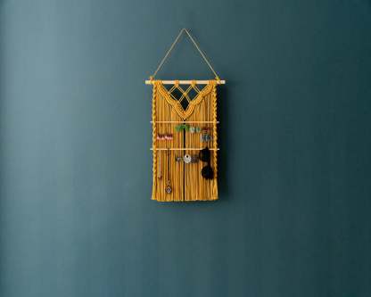 Macrame Earring Holder For Boho And Minimalist Home Decor