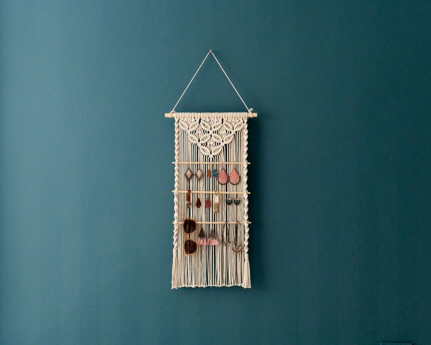 Macrame Earring Holder For Boho And Minimalist Home Decor