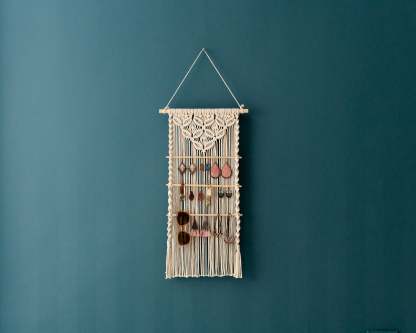 Macrame Earring Holder For Boho And Minimalist Home Decor
