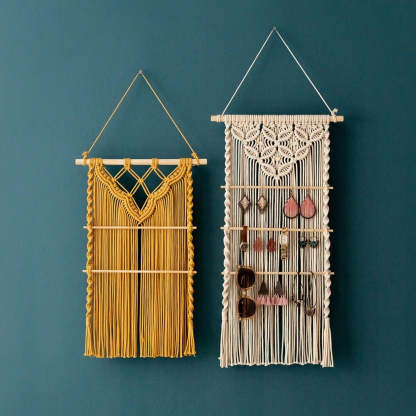 Macrame Earring Holder For Boho And Minimalist Home Decor